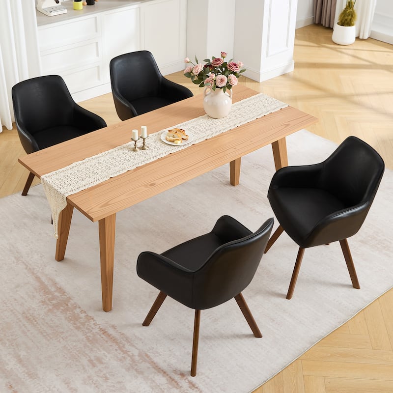 Swivel Upholstered Dining Chair Set of 2 Armchair with Beech Wood Legs - 33.3" H x 23.2" W x 22.4" D