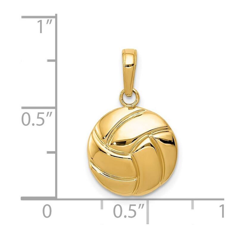 Curata 14k Yellow Gold 18" 13.5mm Polished 2-d Volleyball Pendant Necklace Necklace