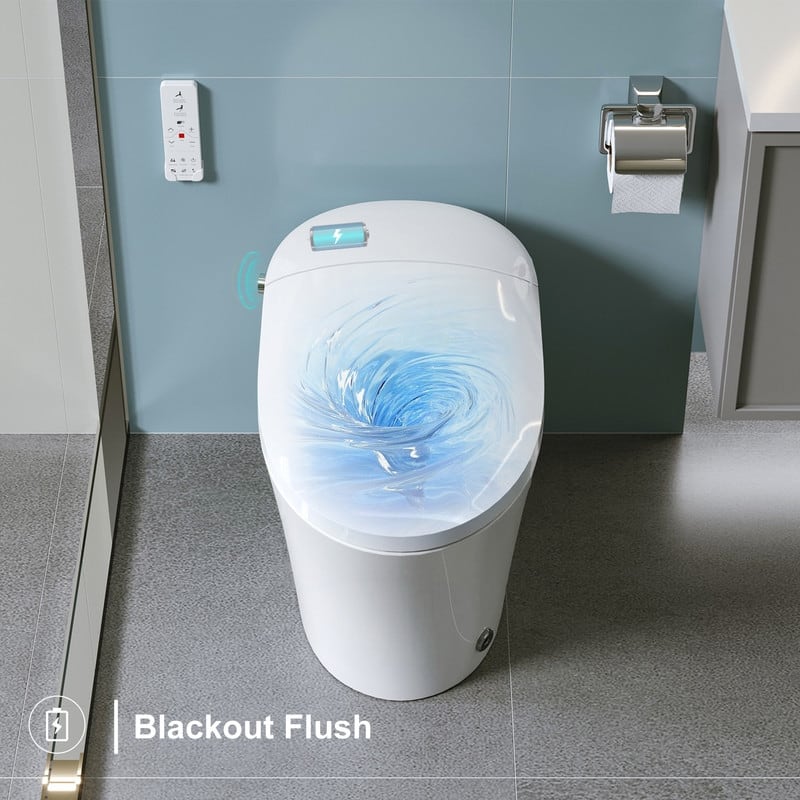 HOROW Elongated Smart Bidet Toilet Tankless Dual Flush Heated Seat Remote White - N/A