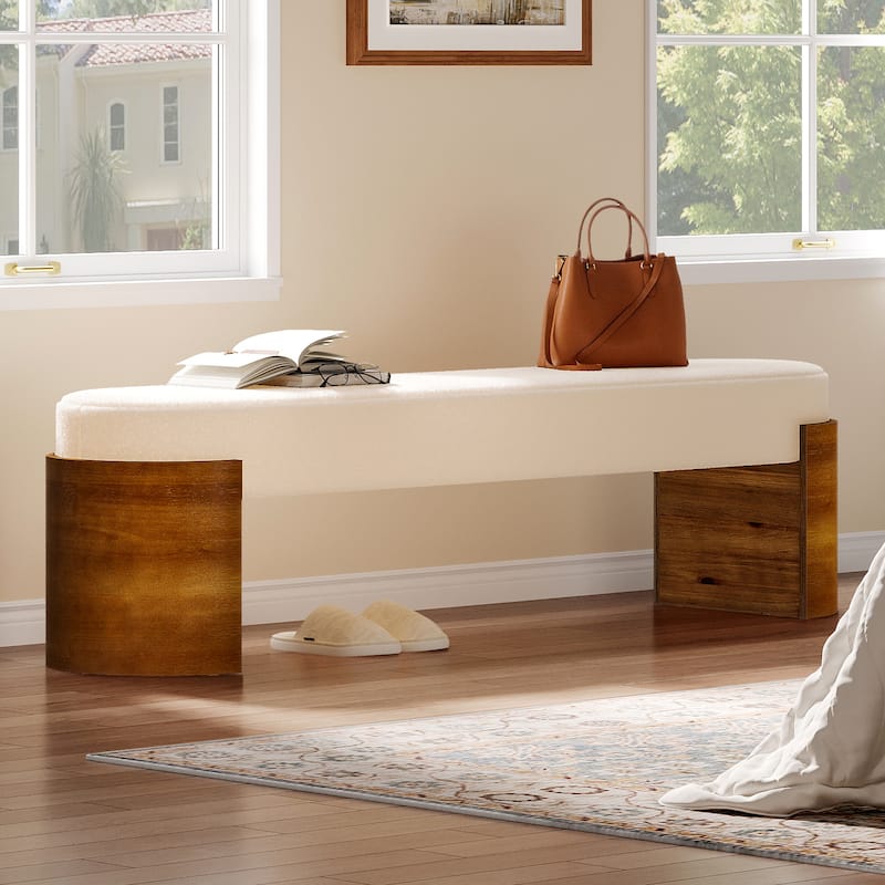 59" Modern Entryway Bench with High-Density Foam Seat