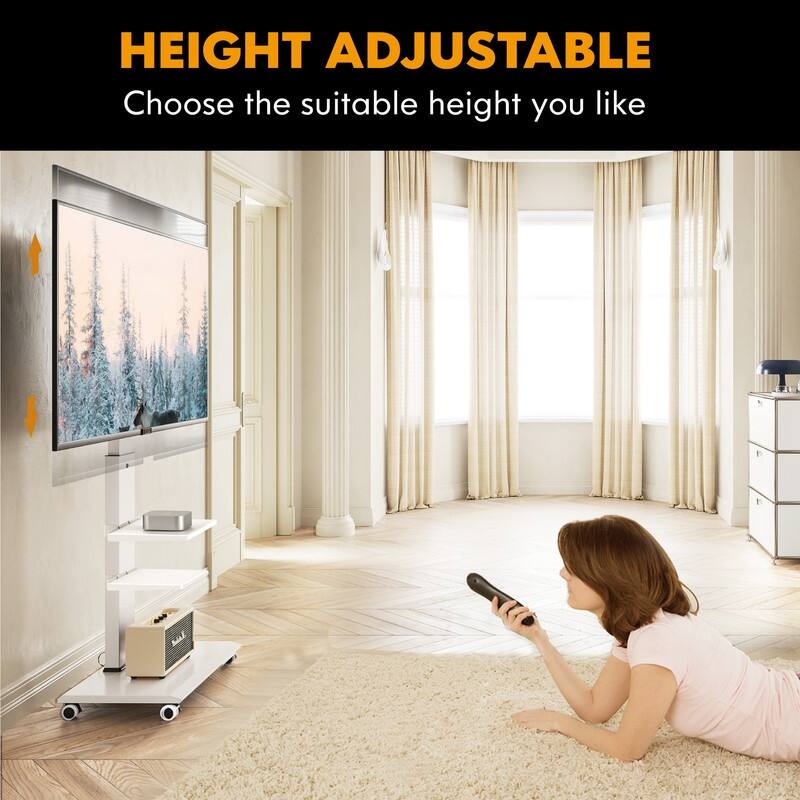 FITUEYES Rolling TV Stand for 32-70 inch TVs with Wheels,Horizontal and Vertical Swivel