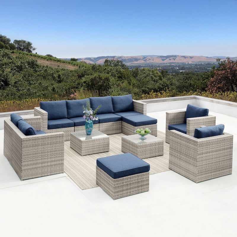 Corvus Trey 12-piece Sectional Wicker Patio Sofa Set