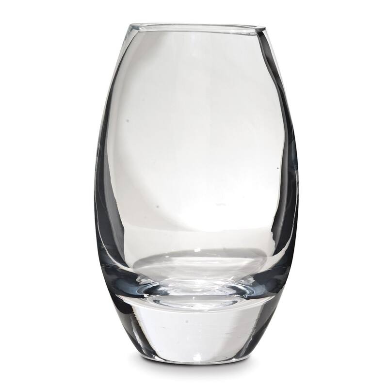 Curata Handcrafted Lead-Free Oval Crystal Vase - 4.25" x 9.75"
