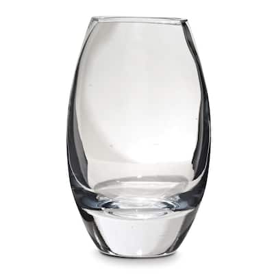 Curata Handcrafted Lead-Free Oval Crystal Vase - 4.25" x 9.75"