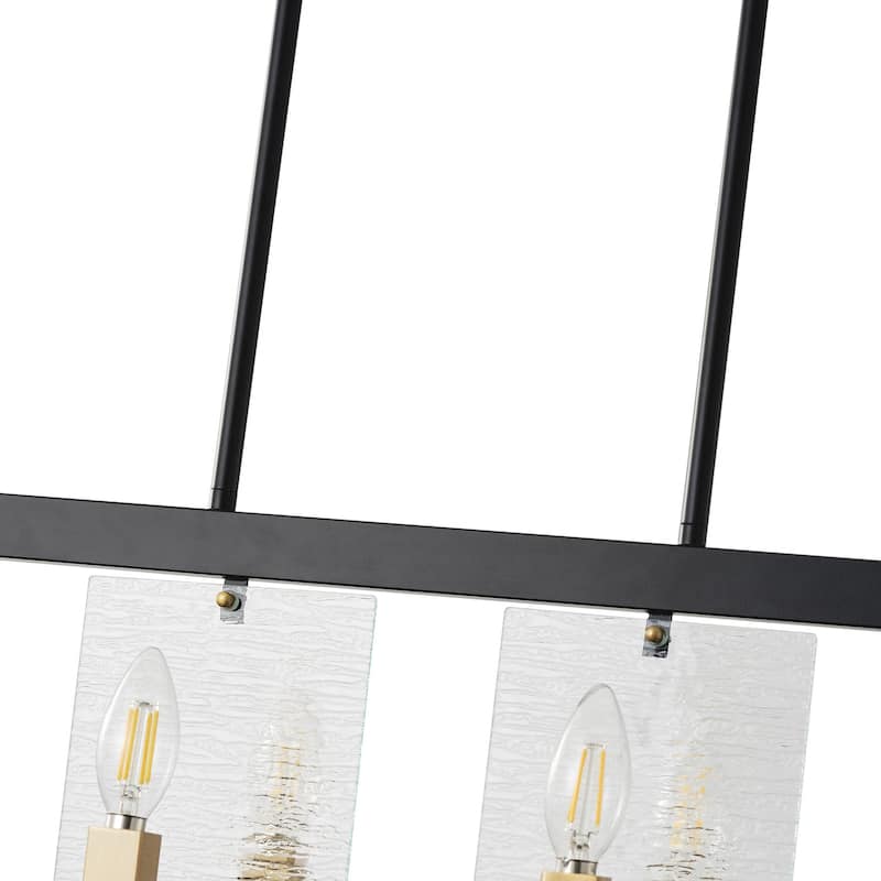 Farmhouse Black Chandelier Rectangle 8-Light Dining Room Lighting Fixture