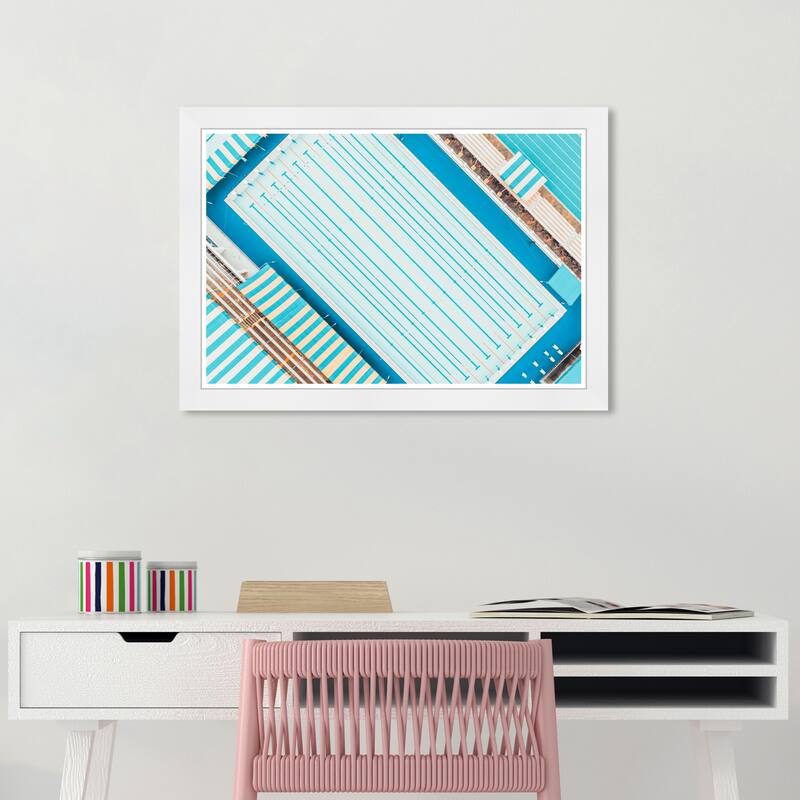 Wynwood Studio Prints Sports and Teams Pool Time Blue and Cyan Vintage Wall Art Canvas Print - White