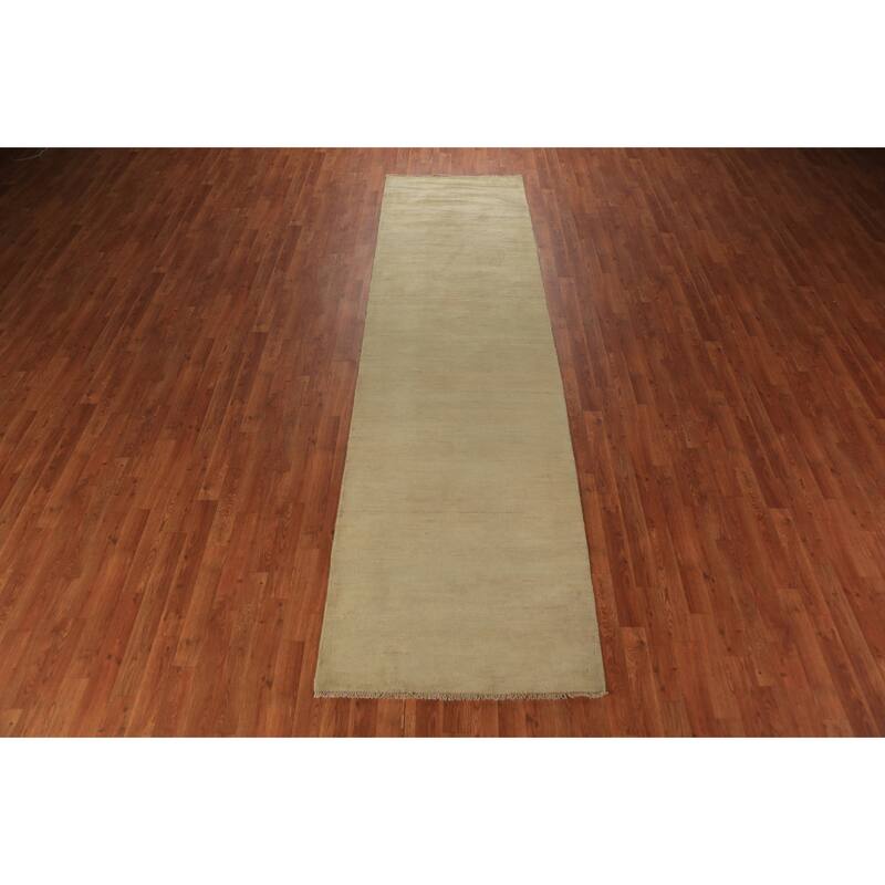 Modern Gabbeh Oriental Runner Rug Hand-Knotted Wool Carpet - 3'0" x 11'0"