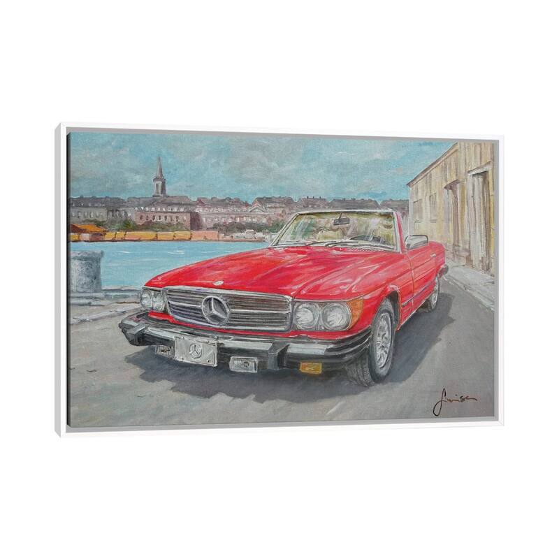 iCanvas "1978 Mercedes Benz 450 SL" by Sinisa Saratlic Framed Canvas Print - White - 18x26