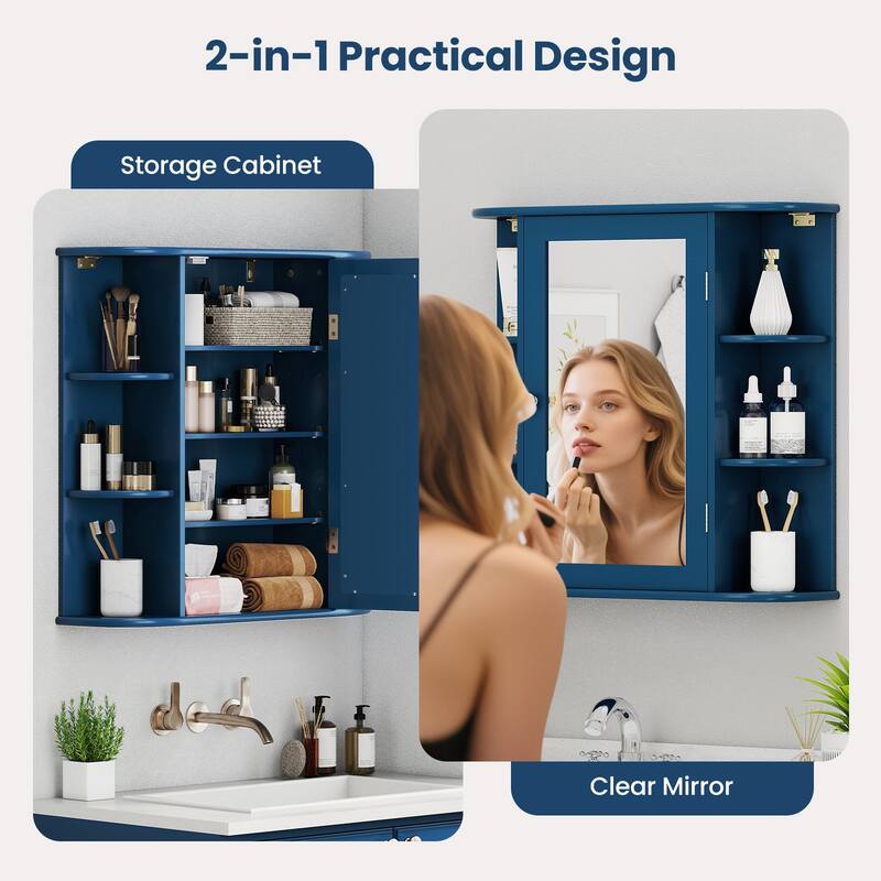 Gymax Multipurpose Mount Wall Surface Storage Cabinet Mirror for