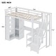preview thumbnail 6 of 11, Twin Size Metal Loft Bed Frame with L-Shaped Desk, USB Ports, Storage Shelf, Wardrobe and Stepped Stairs for Bedroom
