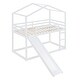 preview thumbnail 10 of 40, Twin Over Twin Wooden Bunk Bed with Roof, Slide and Ladder