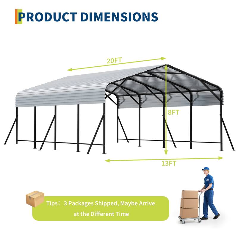 Heavy Duty Carport, Metal Carport with Reinforced Frame and Base for All Weather, Car Ports Heavy Duty for Rucks, Boats