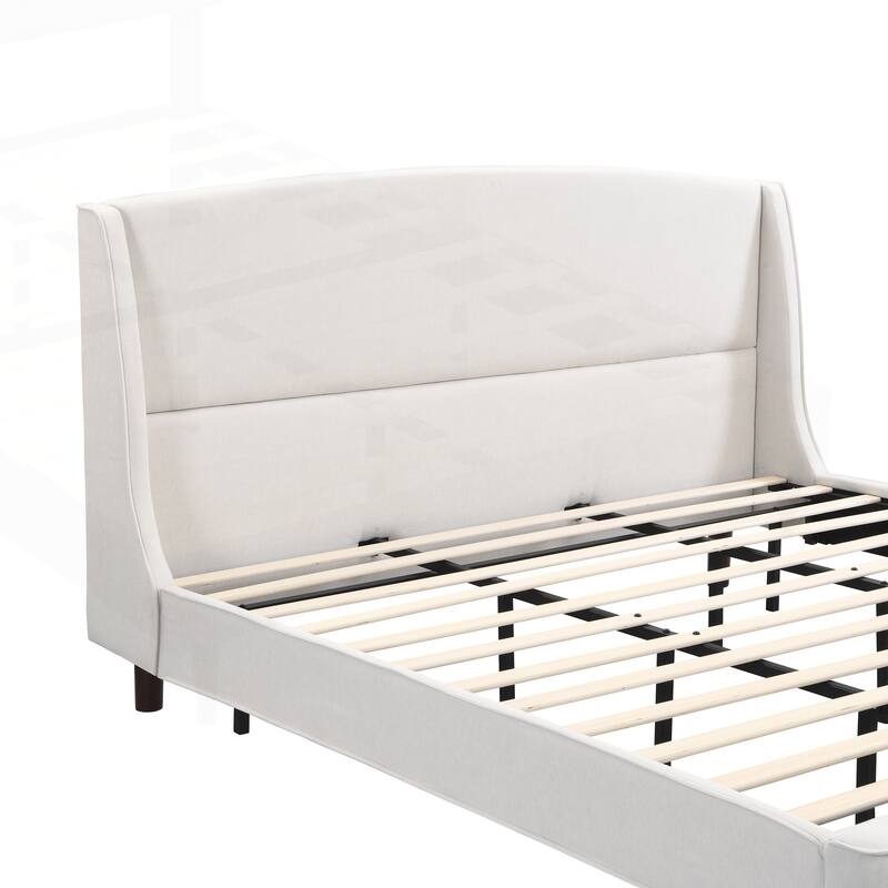 Comfortable Platform Bed with Stylish Headboard for Bedroom Enhancement