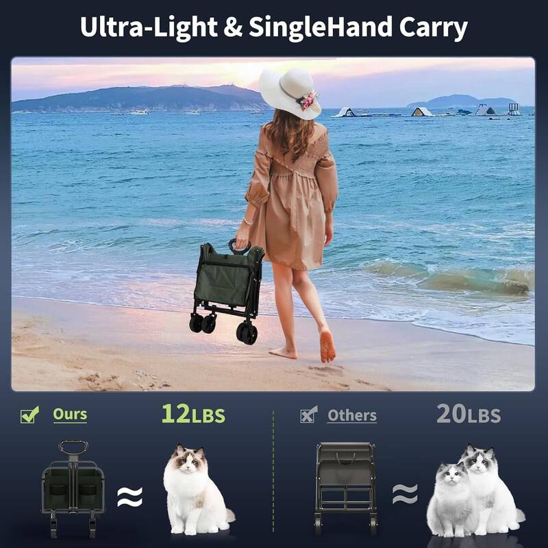 Foldable 380LBS Capacity Utility Heavy Duty Wagon Camping Cart