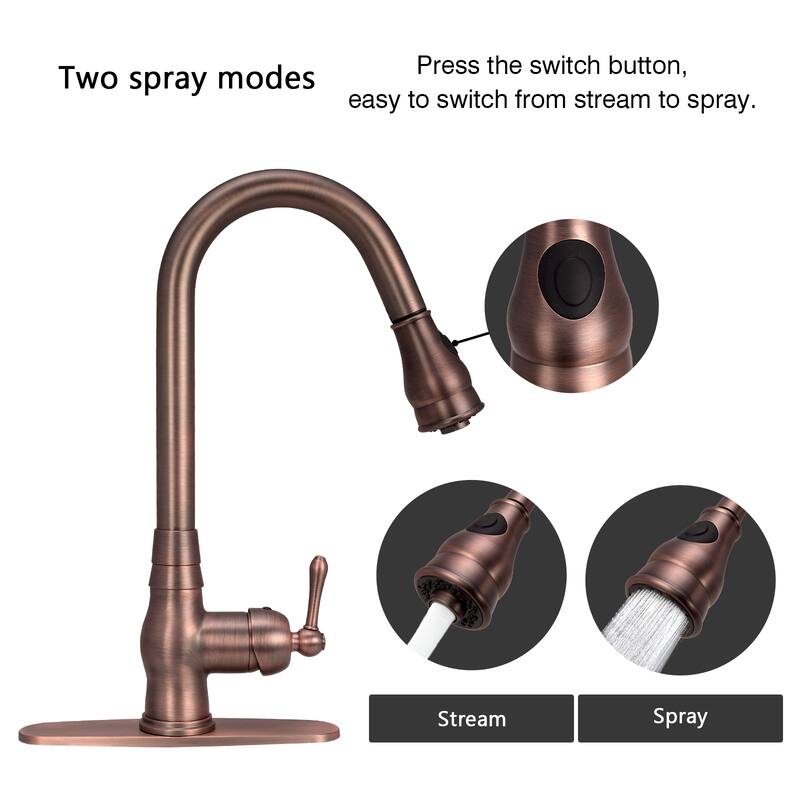 Pull Down Kitchen Faucet with Deck Plate