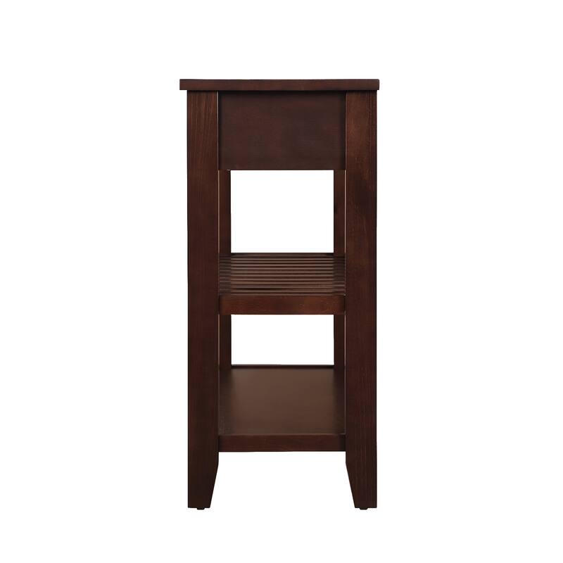 3-Tier Console Table, 42" Solid Wood Entryway Table Pine Accent Table