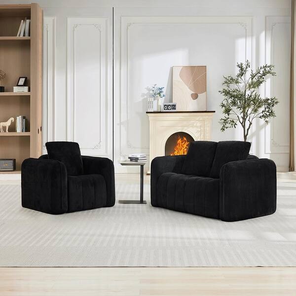 slide 2 of 42, Oversize Uholstered Corduroy Sofa With Tufted And Wide Sofa Set