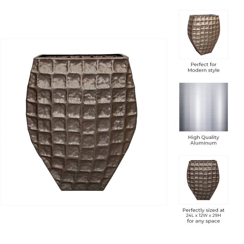 Aluminum Planter Textured Geometric Tapered Square Modern Accent