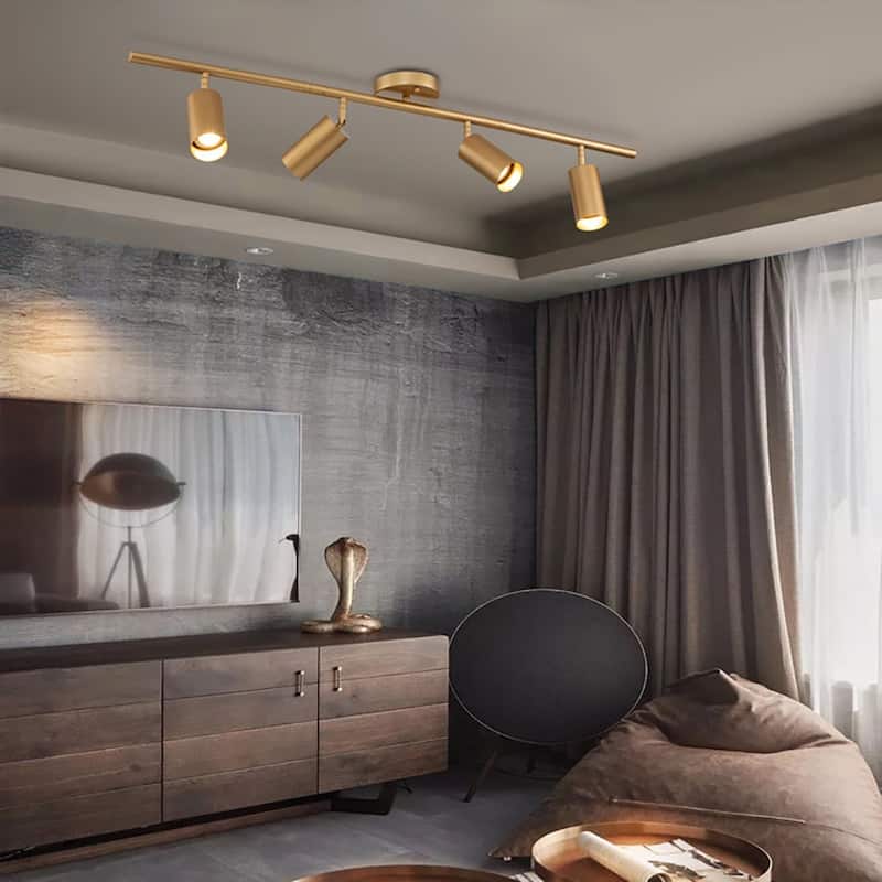 Modern Farmhouse 4/5-Light Gold Linear Ceiling Track Lighting Flush Mount Light