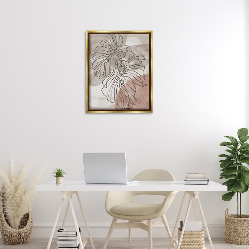 Stupell Leaf Outlines in Earth Tones Framed Floater Canvas Wall Art Design By Cat Thurman Designs