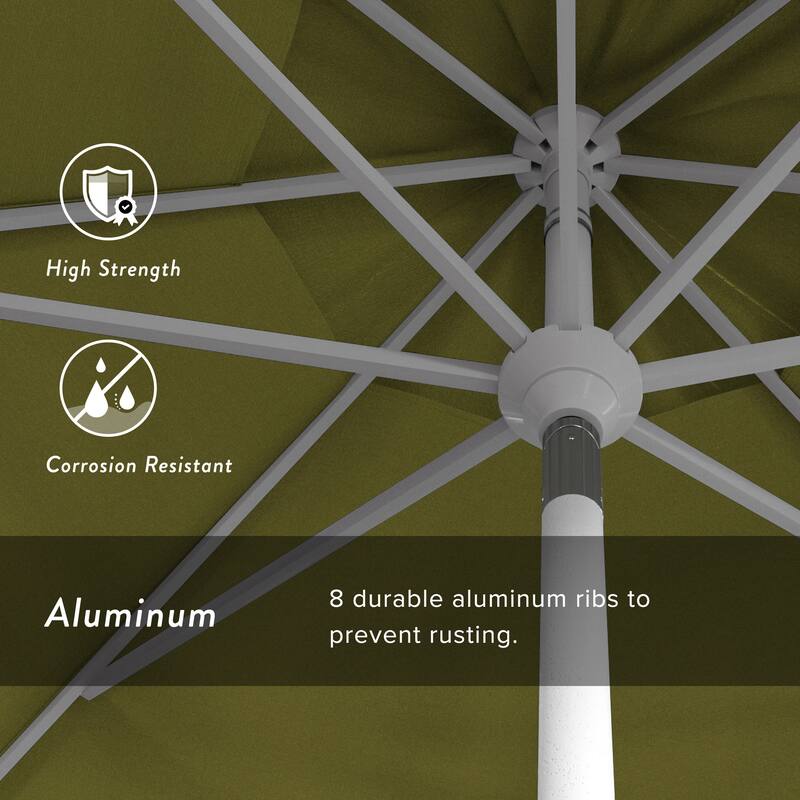 California Umbrella 11' Rd. Aluminum Patio Umbrella, Crank Lift, Collar Tilt, Dbl Wind Vent, White Finish, Sunbrella Fabric
