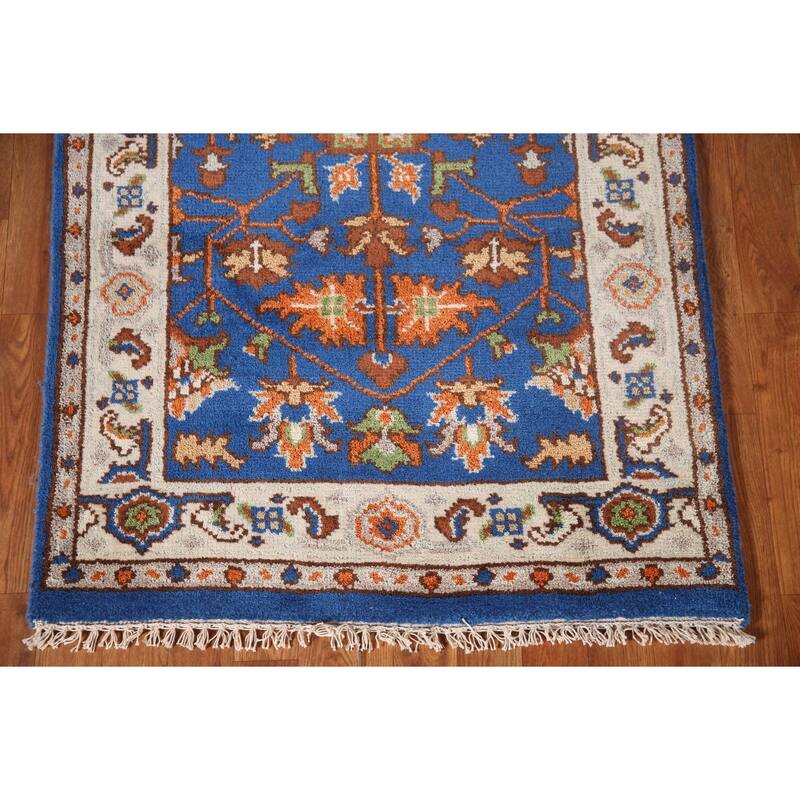 Blue Oushak Oriental Area Rug Hand-knotted Wool Carpet - 3'1"x 5'0"