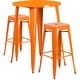 preview thumbnail 5 of 31, 30'' Round Metal Indoor-Outdoor Bar Table Set with 2 Square Seat Backless Stools - 30"W x 30"D x 41"H