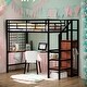 preview thumbnail 14 of 24, Twin Size Metal Loft Bed with Desk and Metal Grid,Stylish Metal Frame Bed with Lateral Storage Ladder and Wardrobe Black