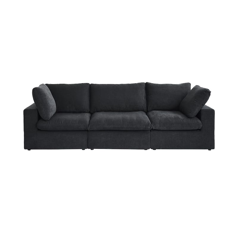 3-Seater Linen Sectional Sofa Modern Upholstered Couch