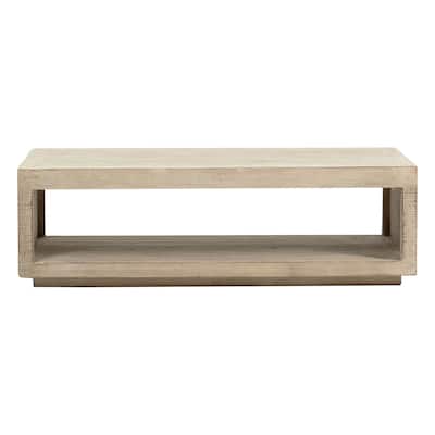 Stark Rectangular Reclaimed Pine Coffee Table, Light Brown