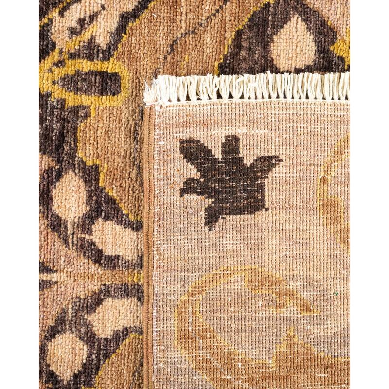 Overton Hand Knotted Wool Vintage Inspired Modern Contemporary Arts & Crafts Beige Area Rug - 5' 10" x 9' 4"