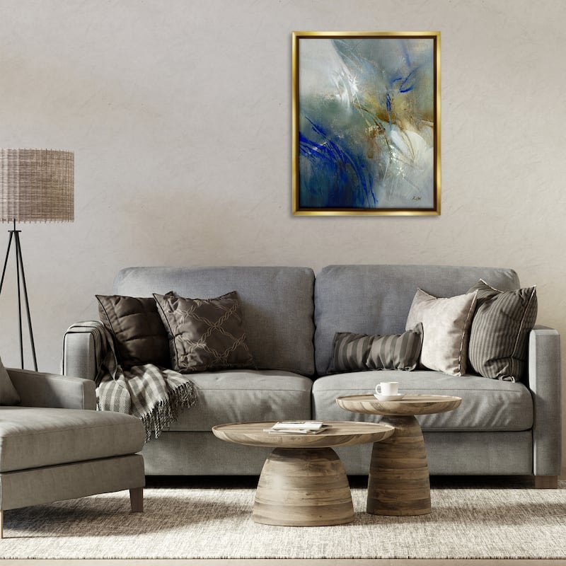 Stupell Blue & Neutrals Distortion Framed Floater Canvas Wall Art Design By K. Nari