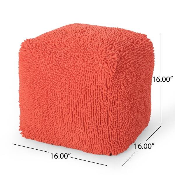 dimension image slide 2 of 3, Moloney Modern Microfiber Chenille Square Pouf by Christopher Knight Home