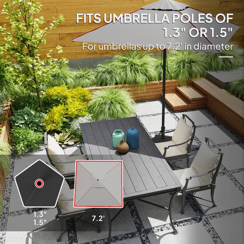 Outdoor Umbrella Base HDPE Patio Parasol Stand Fillable with Sand or Water - 22" L x 22" W x 14.2" H