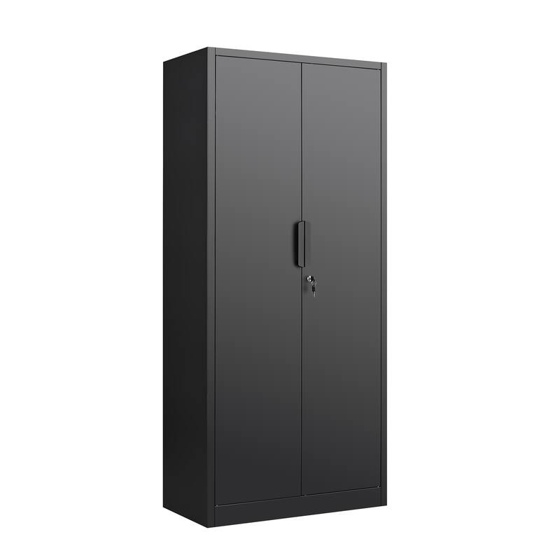 Modern 2-Door Filing Cabinet, Organization Cabinet with Lock, 4 Adjustable Shelves, for Commercial Office Home Office, Black