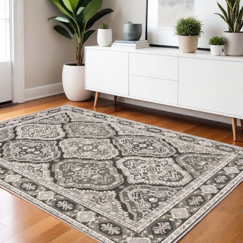 HomeRootsMedallion Traditional Runner Area Rug - 64.96' X '45.67' X '0.39 - Blue/Ivory