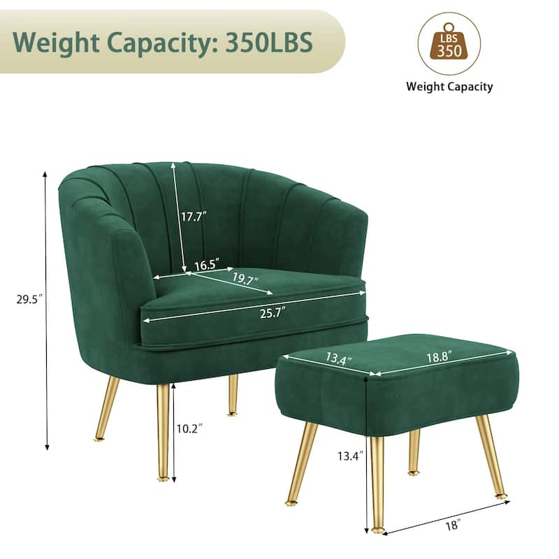 Andeworld Accent Chair with Ottoman, Upholstered Modern Single Sofa Side Chair,Comfy Barrel Club Living Room Armchair