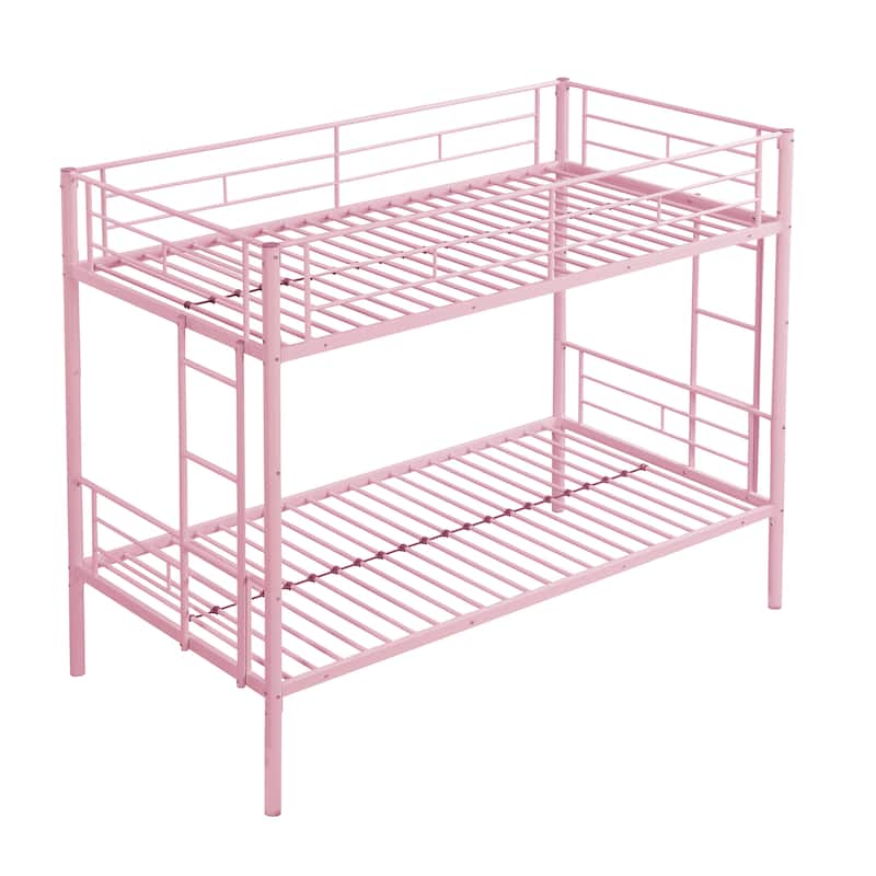 Twin-Over-Twin Metal Bunk Bed with Sturdy Steel Frame and No Box Spring Needed