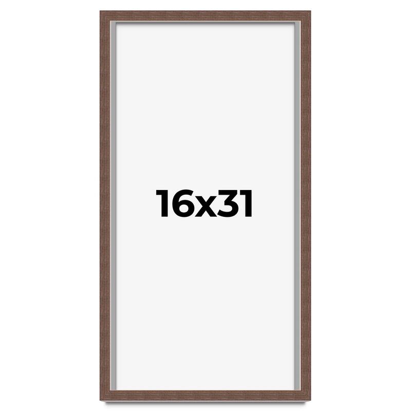 16x31 Shadow Box Frame Brown | 1.125 inches Deep Real Wood Rustic