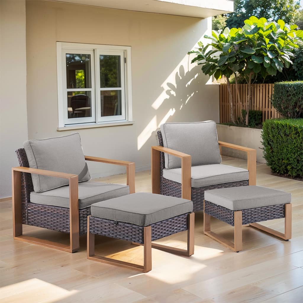 Pocassy PE Wicker Club Chair Set of 4