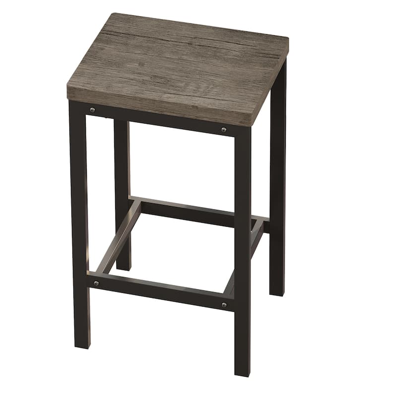 Long Dining Table Set with 3 Stools Pub Kitchen Set Side Table with Footrest
