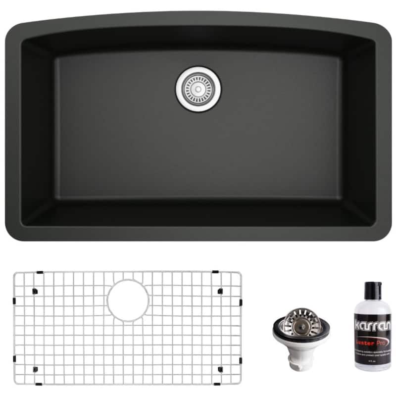 Karran USA QU-712-PK1 Quartz QU 32" Undermount Single Basin Quartz