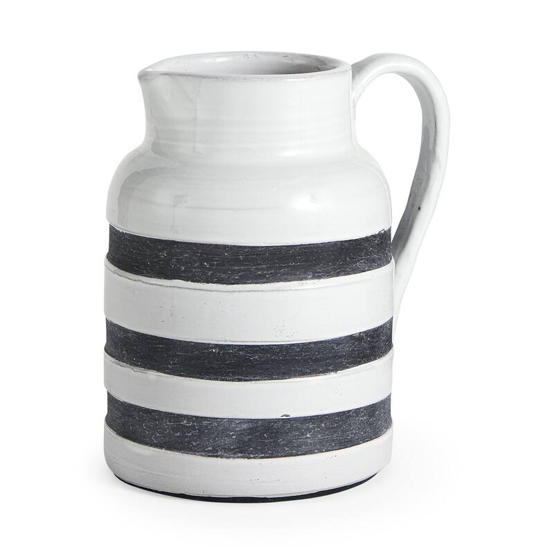 HomeRoots 7" Blue And White Cylinder Ceramic Urns Jars