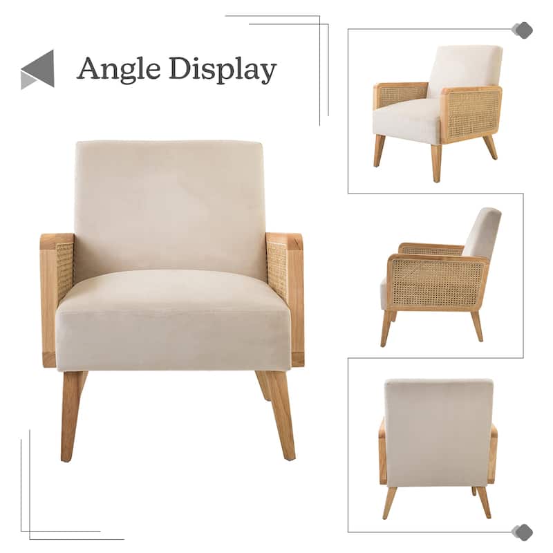 Carmina Upholstered Accent Chair with Natural Rattan Arms by HULALA HOME