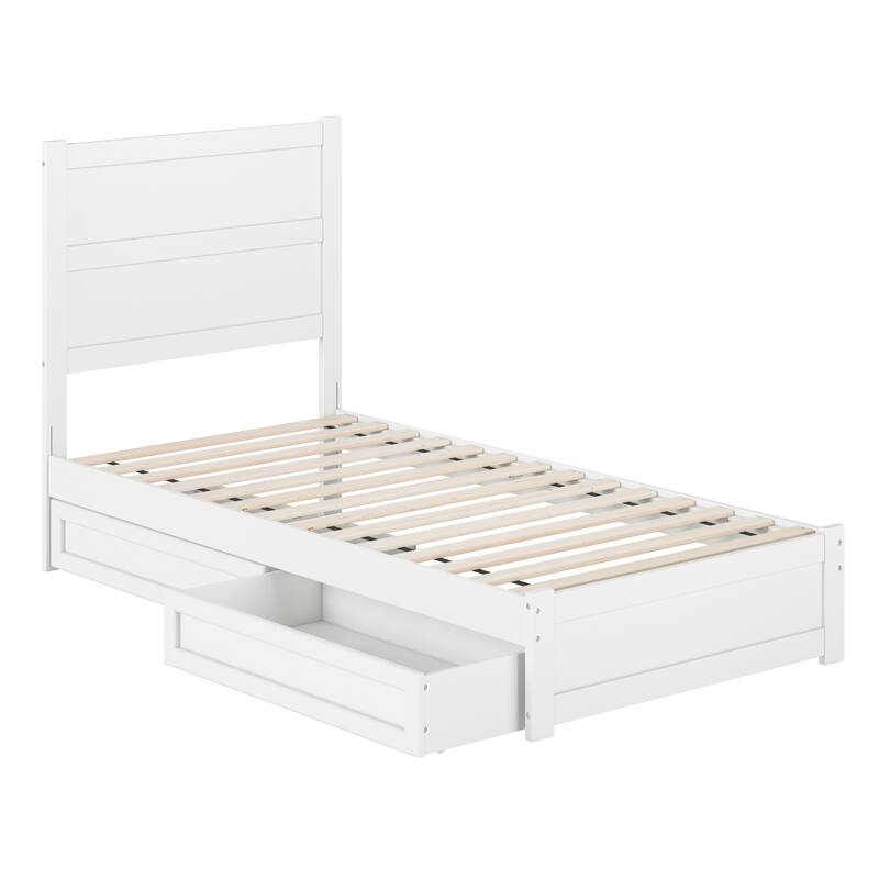 Aveline Wood Platform Bed with Matching Footboard & Storage Drawers