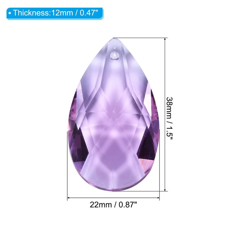 K9 Crystal Pendants Teardrop Beads, 10 Pack 38mm Chandelier Prisms DIY - Light Purple