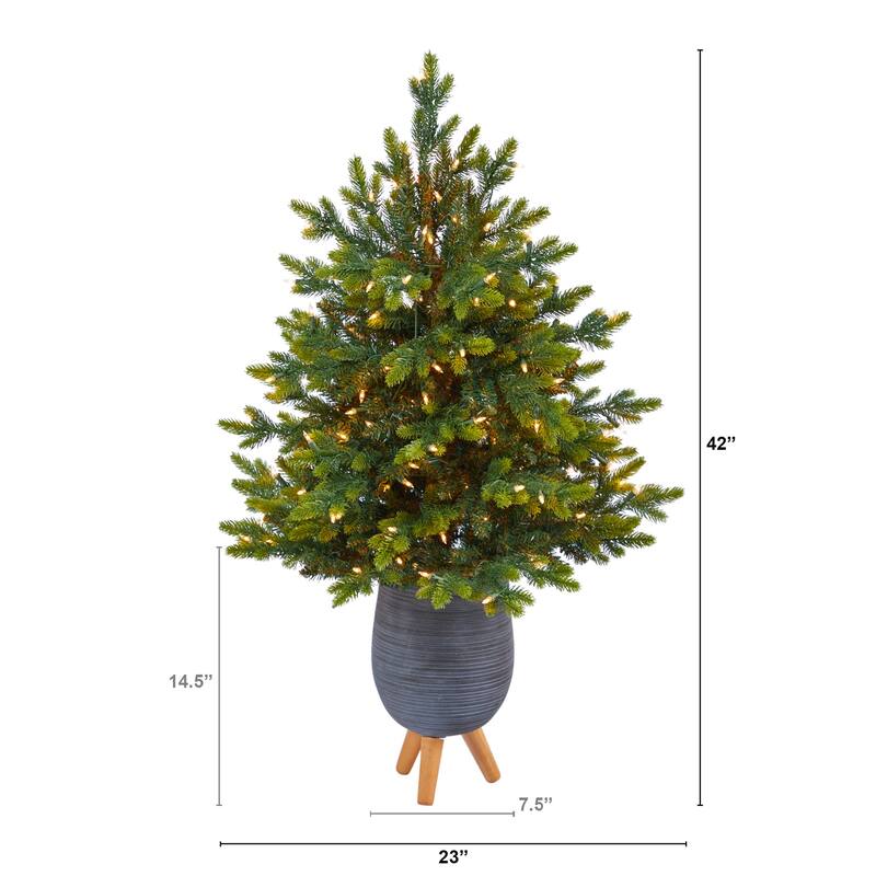 Slim Christmas Tree 3.5ft Prelit - Holiday Decor with Lights & Stand - Green - 42