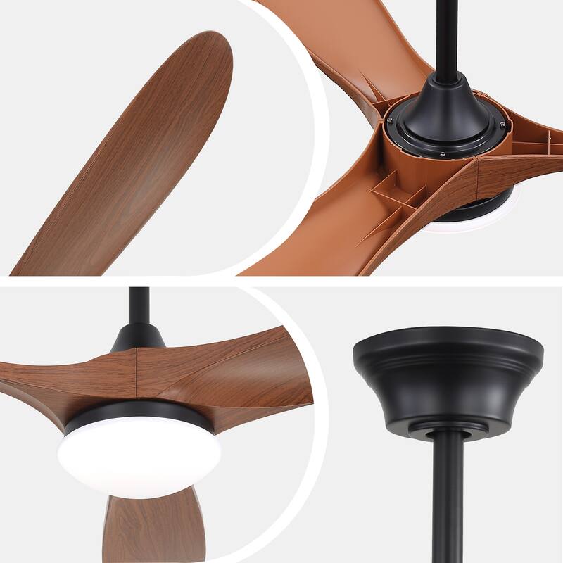 60 Inch Ceiling Fan with Lights, 3 ABS Fan Blades, Quiet Energy Efficient DC Motor, Smart App & Remote Control - 60 Inches