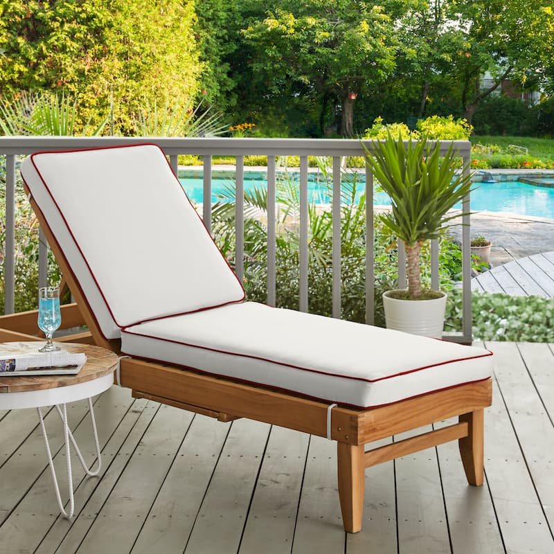 Sunbrella Hinged Chaise Cushion - 24"W x 73"L x 3"H - Canvas with Jockey Red Cording