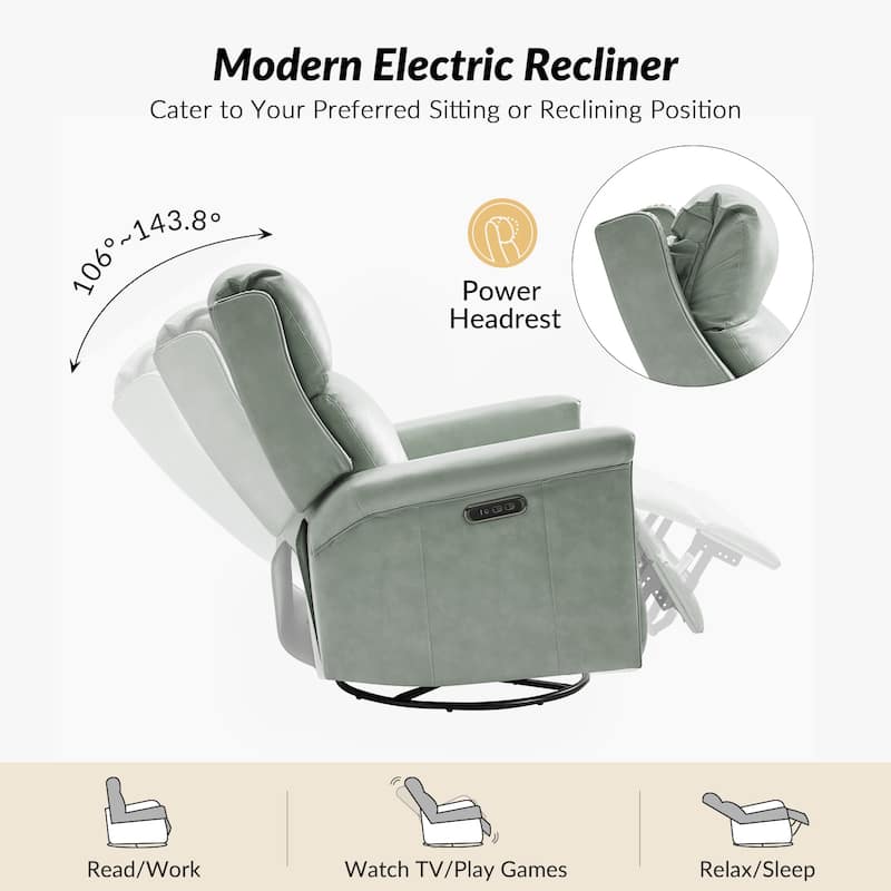 Tobias Traditional Swivel And Rocker Power Recliner Set of 2 by HULALA HOME